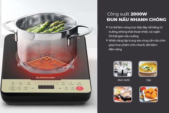 Bếp từ đơn Sunhouse SHD6869 làm nóng lò từ trường